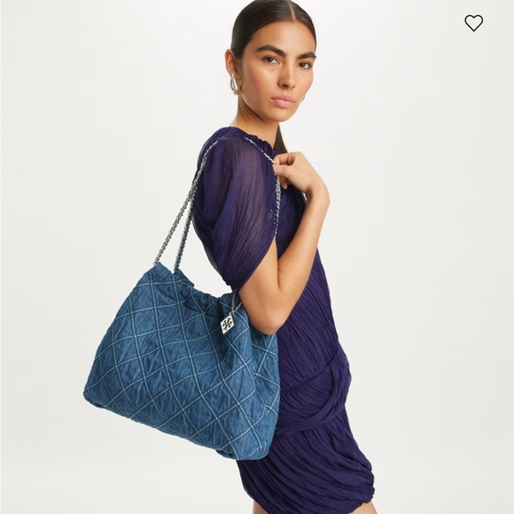 Tory Burch FLEMING SOFT DENIM HOBO BAG - Picture 4 of 6